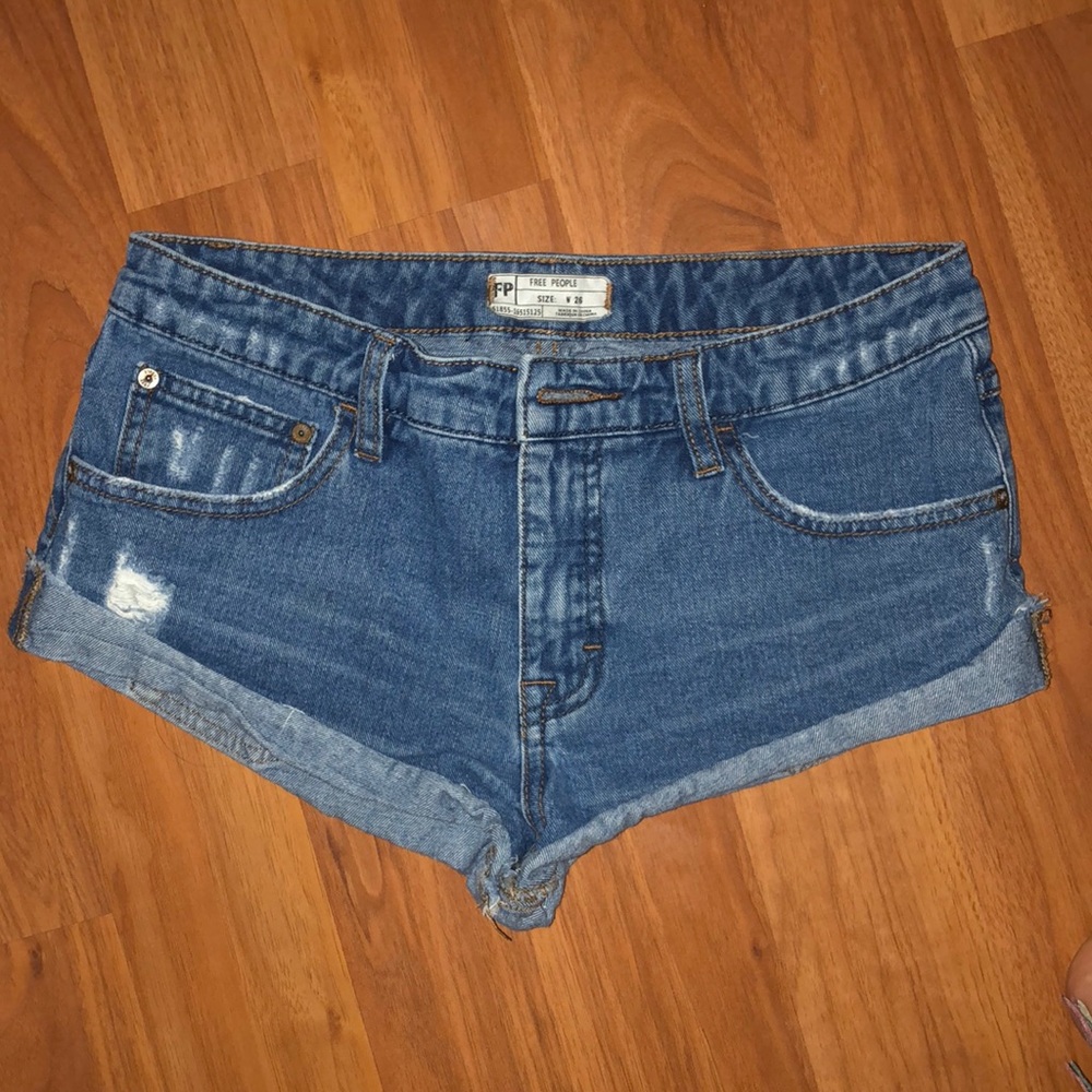 free people denim shorts